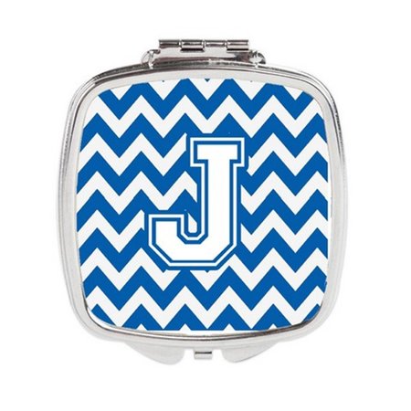 CAROLINES TREASURES Letter J Chevron Blue and White Compact Mirror, 3 x 0.3 x 2.75 in. CJ1045-JSCM